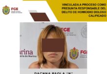Vinculada a proceso como presunta responsable del delito de homicidio doloso calificado