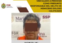 Vinculado a proceso como presunto responsable del delito de homicidio doloso calificado