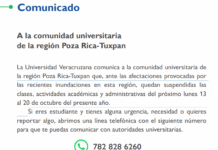 UV suspende actividades en la región Poza Rica-Tuxpan