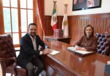 Rocío Nahle recibe a Mauricio Rosaldo García, nuevo delegado de la FGR en Veracruz