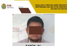 Vinculado a proceso como presunto responsable del delito de homicidio doloso calificado