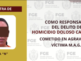 Sentenciada a 25 años y 8 meses de prisión como responsable del delito de homicidio doloso calificado en Tecolutla