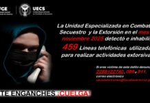 FGE detectó e inhabilitó 459 líneas telefónicas utilizadas para la extorsión en noviembre