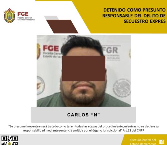 Detenido presunto responsable del delito de secuestro exprés en Coatzacoalcos
