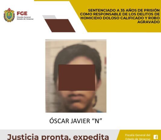 Sentenciado a 35 años de prisión como responsable de los delitos de homicidio doloso calificado y robo agravado