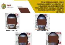 Fallo condenatorio como responsables de los delitos de homicidio doloso calificado, privación de la libertad, lesiones dolosas calificadas y robo de vehículo en Acayucan