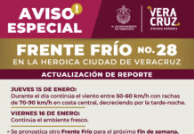 Mantiene PC Aviso Especial por viento del norte por Frente Frío 28 en la ciudad de Veracruz