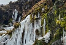 Se congelan cascadas en La Perla