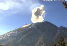 Registra el Popocatépetl 22 exhalaciones con gases volcánicos y ceniza