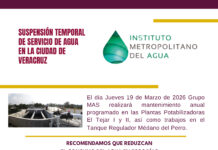 Exhorta IMA a almacenar agua ante suspensión temporal del servicio por mantenimiento preventivo