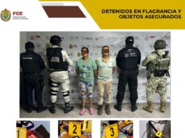 Detenidos en flagrancia y objetos asegurados en operativo de cateo con fuerzas federales y estatales en La Antigua