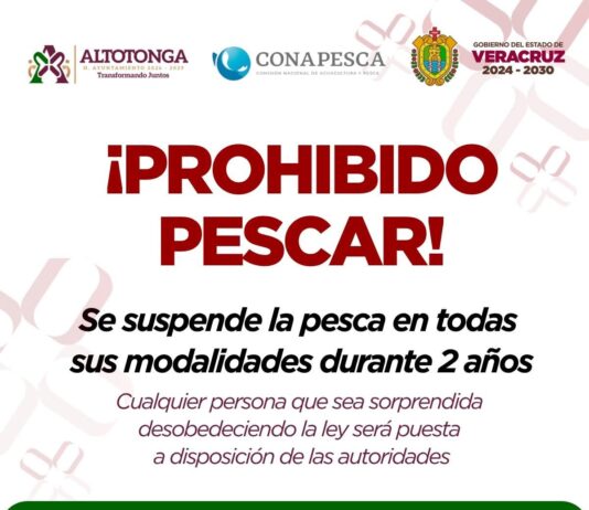 Altotonga prohíbe pesca en todas sus modalidades por un periodo de dos años