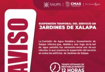 Suspensión temporal del agua en Jardines de Xalapa