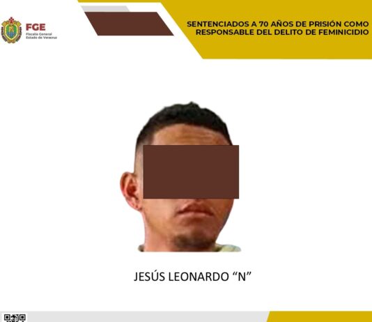 Fiscalía de Veracruz logra sentencia de 70 años de prisión contra feminicida en Veracruz
