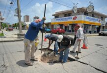 Avanzan trabajos de rehabilitación urbana en distintos puntos de Coatzacoalcos
