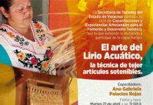 Ofrece SECTUR capacitación en tejido con lirio acuático