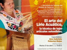 Ofrece SECTUR capacitación en tejido con lirio acuático