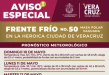Provocará frente frío 50 lluvias y norte en la ciudad de Veracruz