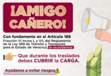 Exhorta SSP al uso de cubierta protectora en vehículos de carga