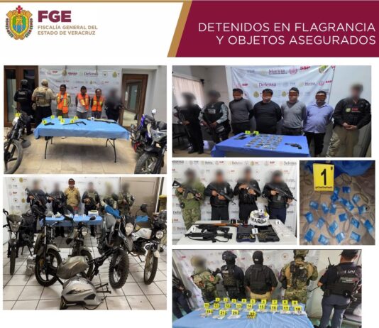 Como resultado de 38 cateos, 32 personas fueron detenidas en 32 municipios de Veracruz