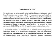 Anuncian cierre del bachillerato escolarizado en UNCADER número 2 de Coatepec