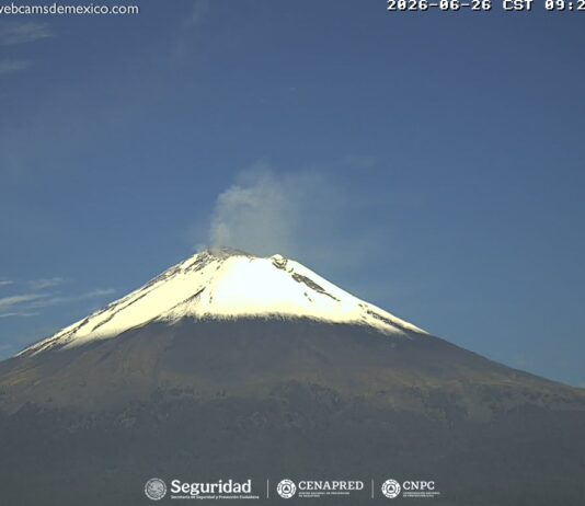 Registra el Popocatépetl 12 exhalaciones con gases volcánicos y ceniza