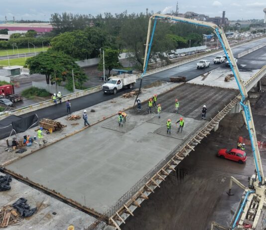 Concluye SICT colado de losas del Distribuidor Vial de acceso al Puerto de Veracruz