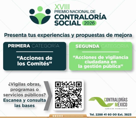 Abierta convocatoria para participar en el Premio Nacional de Contraloría Social 2026