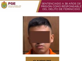 Condenan a 38 años de prisión a responsable de feminicidio en Papantla
