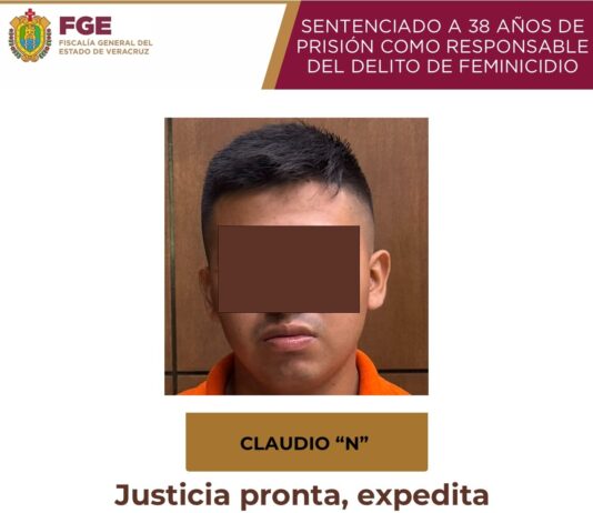 Condenan a 38 años de prisión a responsable de feminicidio en Papantla