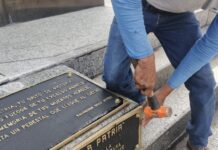 Inicia rehabilitación de Obelisco a los Héroes Caídos de 1914 tras intento de robo de la placa de bronce