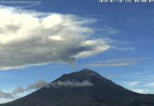 Registra el Popocatépetl 17 exhalaciones con gases volcánicos y ceniza