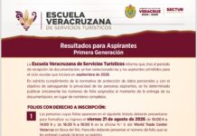 Publica Sectur resultados de admisión de la Escuela Veracruzana de Servicios Turísticos