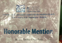 Estudiante de Matemáticas UV destaca en certamen internacional
