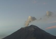 Registra el Popocatépetl 20 exhalaciones con gases volcánicos y ceniza