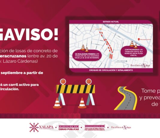 El lunes inician trabajos de obra pública sobre Maestros Veracruzanos, en Xalapa