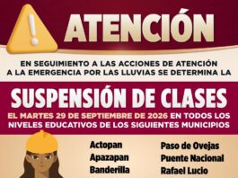 Gobierno del Estado suspende clases en 13 municipios ante las lluvias