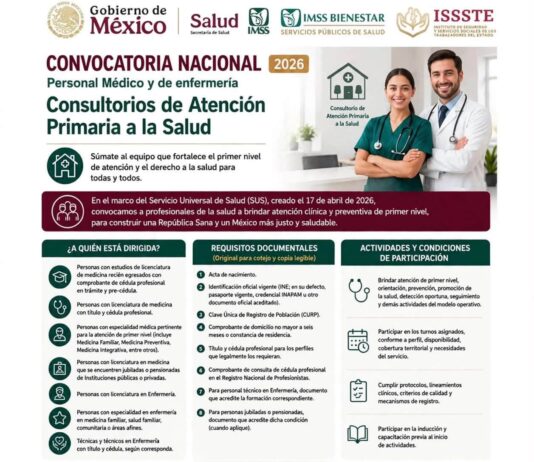 Abren convocatoria nacional para incorporar personal de salud a los Consultorios de Atención Primaria en Tantoyuca