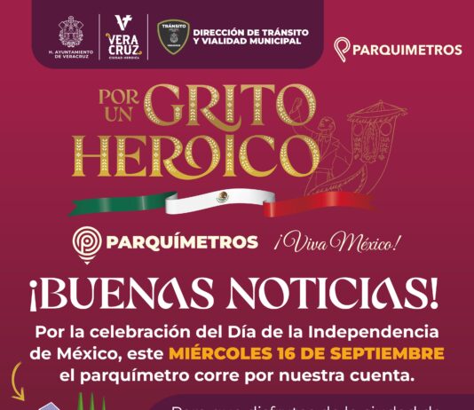 Suspende Ayuntamiento de Veracruz cobro de parquímetros este 16 de septiembre