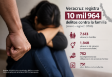 Reporta Veracruz 10 mil 964 delitos contra la familia, entre enero y agosto