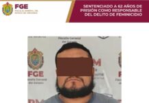 62 años de prisión en contra de feminicida en Boca del Río