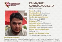 Buscan en Xalapa a Emmanuel García Aguilera; Comisión Estatal de Búsqueda emite ficha de localización