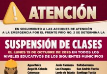 Gobierno del Estado suspende clases en 28 municipios ante efectos del FF2