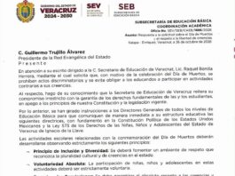 Celebración de Día de Muertos será voluntaria en escuelas de Veracruz